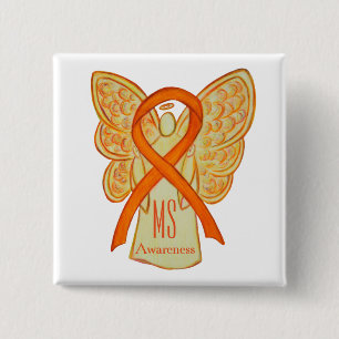 MS Awareness Ribbon Orange Angel Custom Buttons