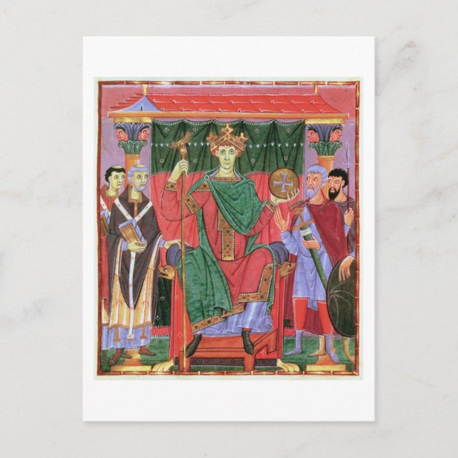 Ms Cim.4453 f.42r Holy Roman Emperor Otto III Enth Postcard (Front)
