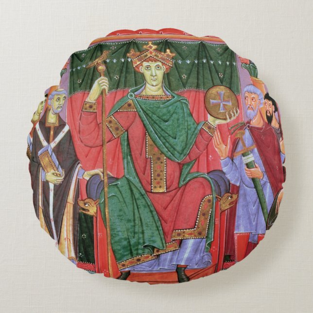 Ms Cim.4453 f.42r Holy Roman Emperor Otto III Enth Round Cushion (Front)