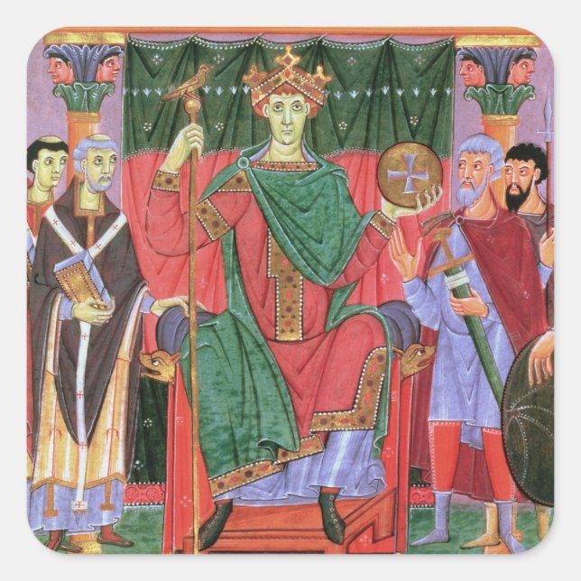 Ms Cim.4453 f.42r Holy Roman Emperor Otto III Enth Square Sticker (Front)