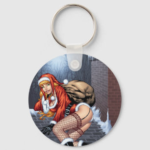 Ms Claus On The Rooftop Delivering Santas Presents Key Ring