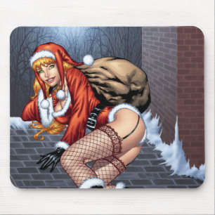 Ms Claus On The Rooftop Delivering Santas Presents Mouse Pad