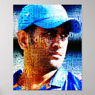 Ms Dhoni Typography Poster