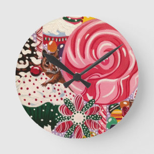 "Ms Elizabeth's Peppermint World" Round Clock