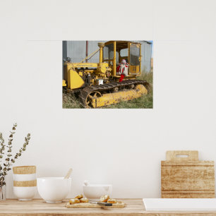 Ms Ella checks out farm equipment Poster