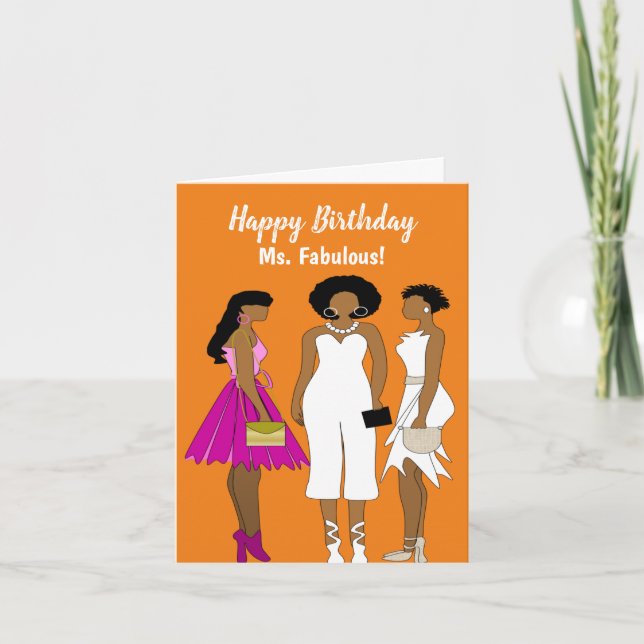 Ms. Fabulous African American Happy Birthday Card (Front)