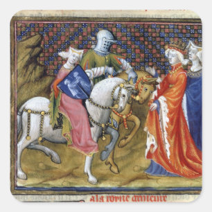 Ms Fr. 120 The Lady of the Lake Meeting Guinevere, Square Sticker