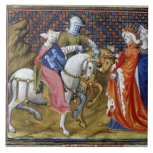 Ms Fr. 120 The Lady of the Lake Meeting Guinevere, Tile
