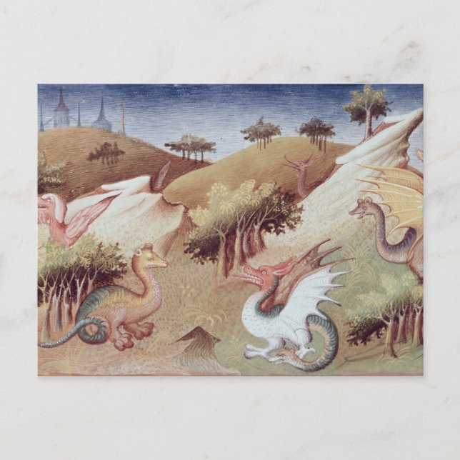 Ms Fr 2810 f.55v Dragons and other beasts Postcard (Front)