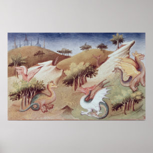 Ms Fr 2810 f.55v Dragons and other beasts Poster