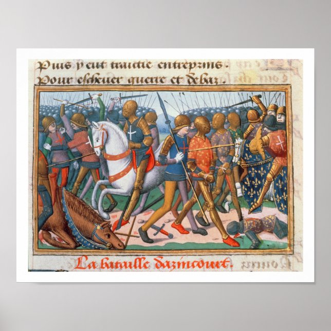 Ms Fr 5054 f.11 The Battle of Agincourt, 1415, fro Poster (Front)