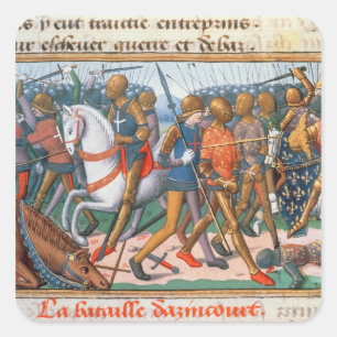 Ms Fr 5054 f.11 The Battle of Agincourt, 1415, fro Square Sticker