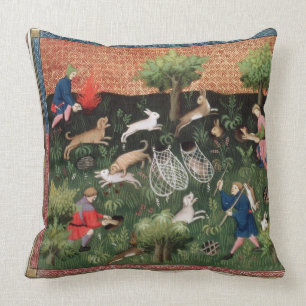 Ms Fr 616 fol.92 Hunting hares, from the Livre de Cushion