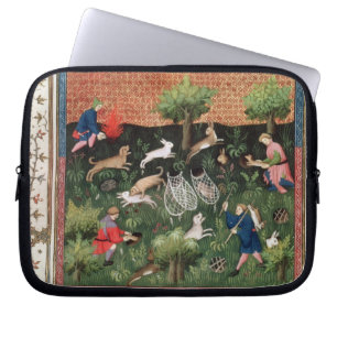 Ms Fr 616 fol.92 Hunting hares, from the Livre de Laptop Sleeve