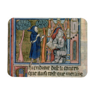 Ms Fr. 95 f.268 Merlin dictates the story to Blais Magnet