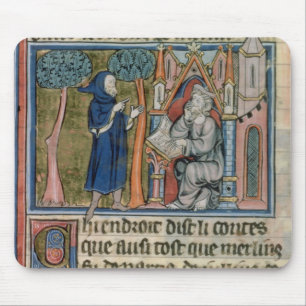 Ms Fr. 95 f.268 Merlin dictates the story to Blais Mouse Pad
