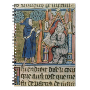 Ms Fr. 95 f.268 Merlin dictates the story to Blais Notebook