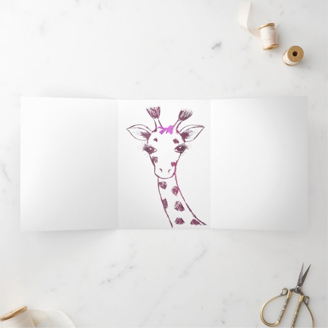Ms. Giraffe Cute Sarcastic Design  Tri-Fold Card (Inside)