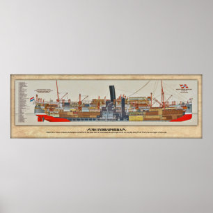 MS Indrapoera Cutaway - Inboard Profile Poster