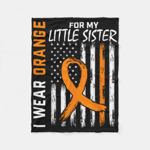 Ms Little Sister Multiple Sclerosis Leukemia Aware Fleece Blanket