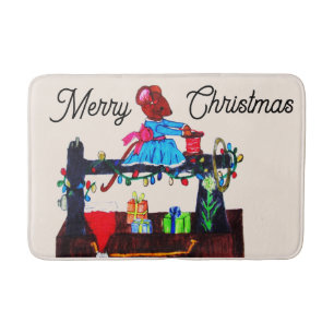 MS. MOUSE MAKES A SANTA HAT  BATH MAT