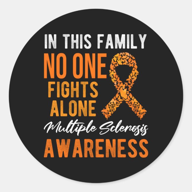 Ms Multiple Sclerosis Awareness Orange Ribbon Classic Round Sticker (Front)