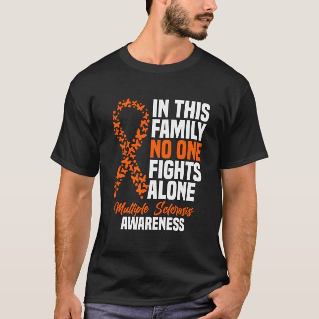 Ms Multiple Sclerosis Awareness Orange Ribbon T-Shirt (Front)