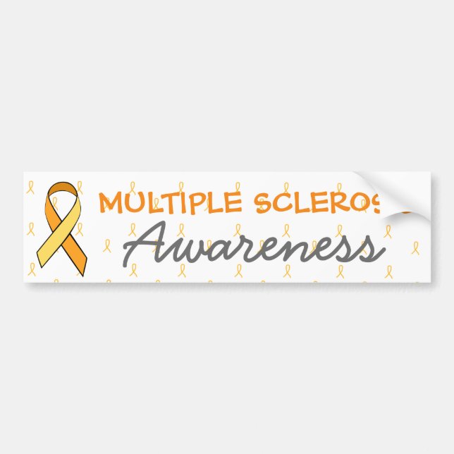 MS Multiple Sclerosis Awareness Ribbon Bumper Sticker (Front)