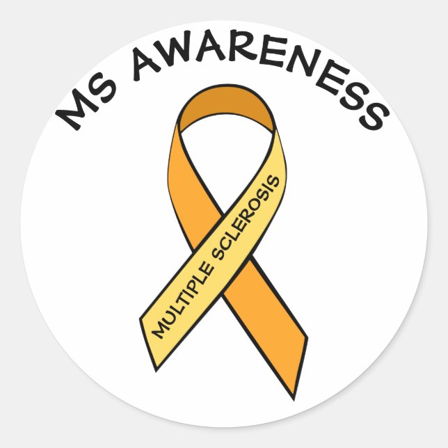MS Multiple Sclerosis Awareness Ribbon Sticker (Front)