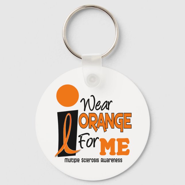 MS Multiple Sclerosis I Wear Orange For ME 9 Key Ring (Front)