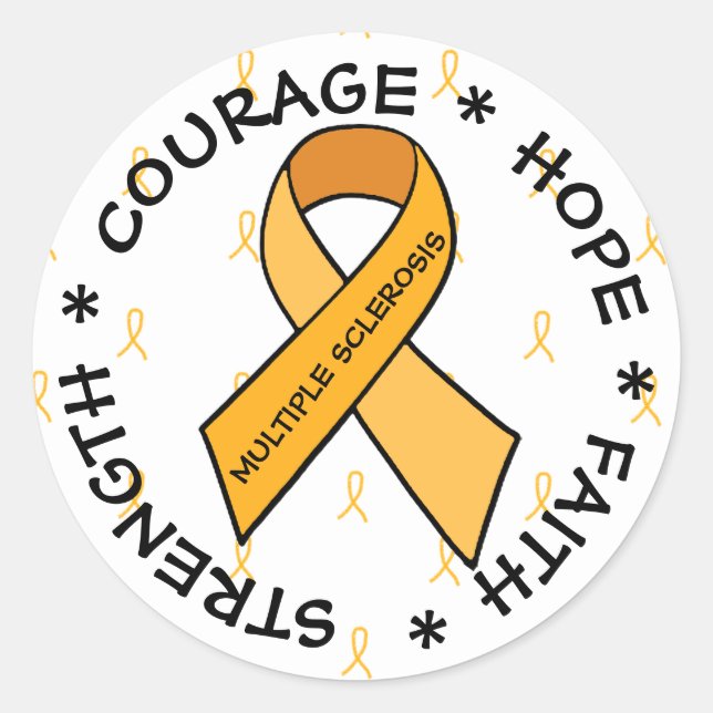 MS Multiple Sclerosis ORANGE Ribbon Sticker (Front)