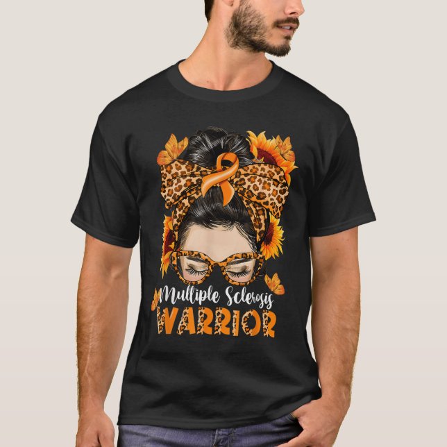 Ms Multiple Sclerosis Warrior Awareness Orange Mes T-Shirt (Front)
