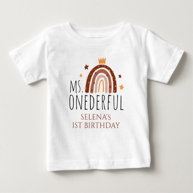 MS Onederful Terracotta Rainbow 1st Birthday  Baby T-Shirt (Front)