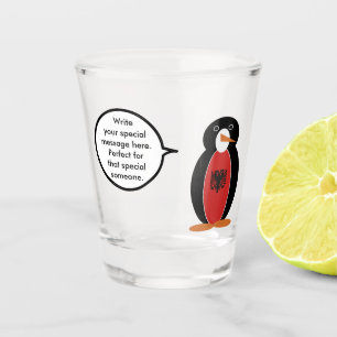 Ms Penguin Albanian Flag Talks Shot Glass
