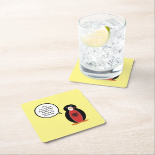Ms Penguin Albanian Flag Talks Square Paper Coaster