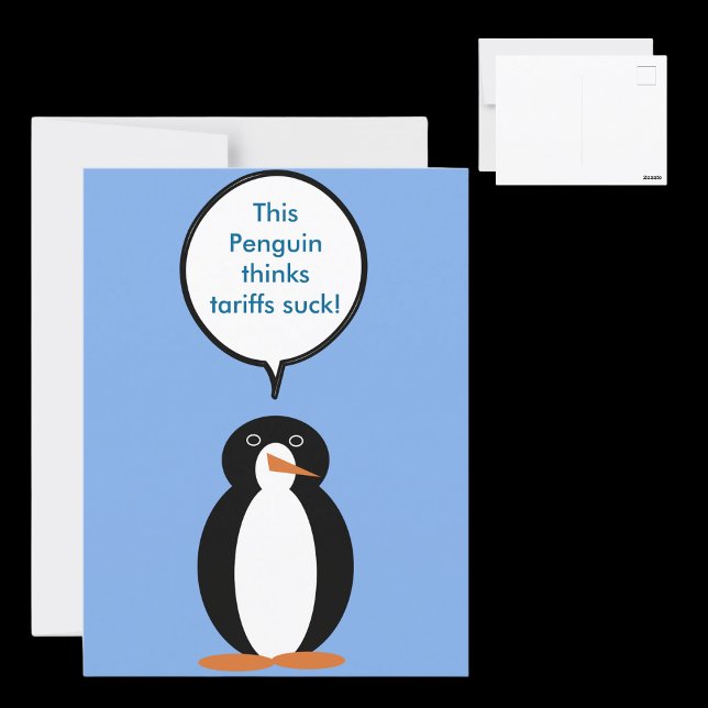 Ms. Penguin Says Tariffs Suck Postcard (Creator Uploaded)