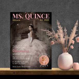 Ms Quince Blush Pink Elegant Quinceañera Invitation