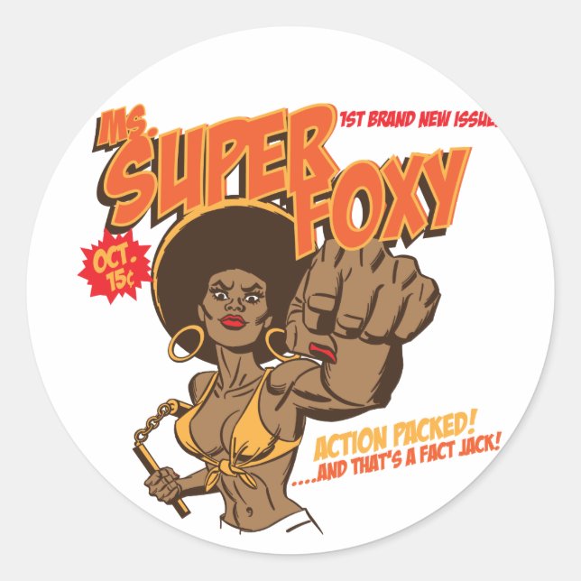 Ms. Super Foxy Classic Round Sticker (Front)