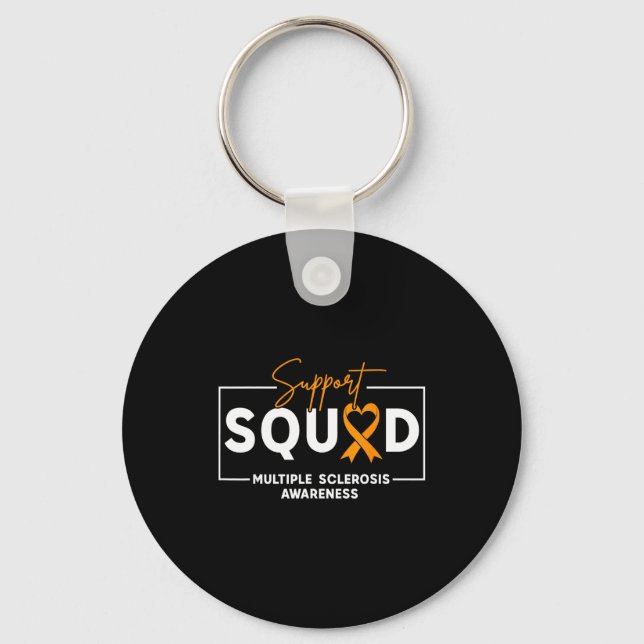 Ms support squad multiple sclerosis awareness key ring (Front)