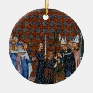 Ms Tiberius B Viii f.58 Coronation of King Charles Ceramic Ornament