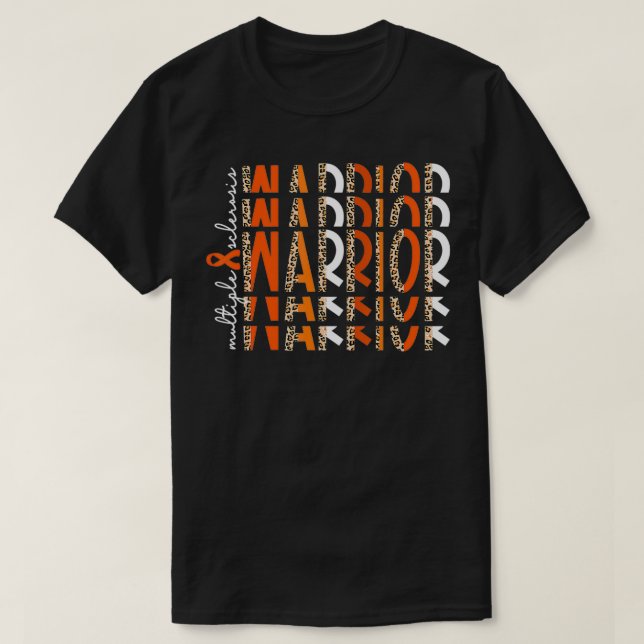 MS Warrior Multiple Sclerosis Awareness Orange Rib T-Shirt (Design Front)