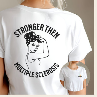 MS warrior, orange ribbon, awareness, workout gym, T-Shirt