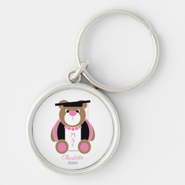 Msc Masters of science congratulations cute bear Key Ring (Front)