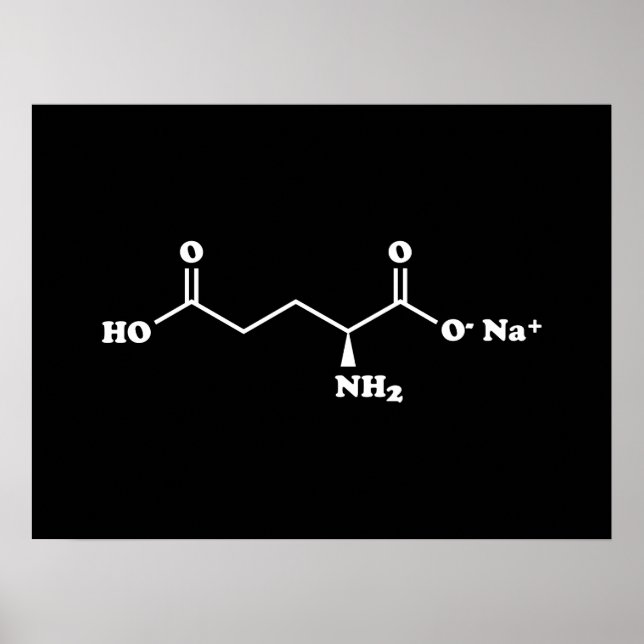 MSG Monosodium Glutamate Molecule Chemical Formula Poster (Front)
