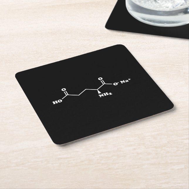MSG Monosodium Glutamate Molecule Chemical Formula Square Paper Coaster (Angled)