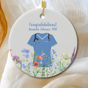 MSN Nurse Blue Scrubs Ceramic Ornament