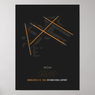 MSP - Minneapolis-St. Paul Airport Runway Diagram  Poster