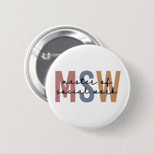 MSW Master of Social Work Retro Graduation 6 Cm Round Badge