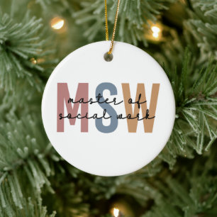 MSW Master of Social Work Retro Graduation Ceramic Ornament
