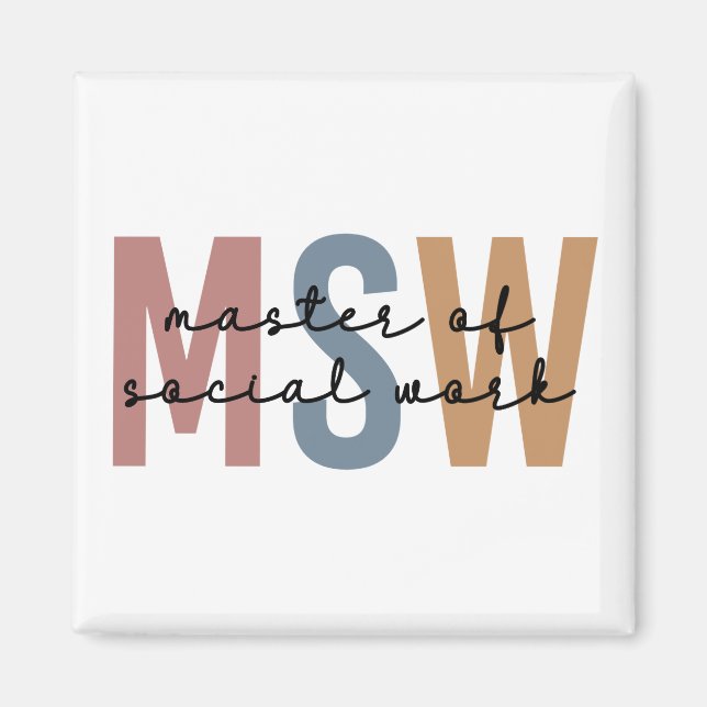 MSW Master of Social Work Retro Graduation Magnet (Front)
